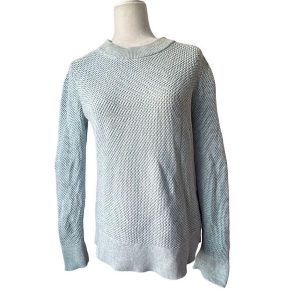 LOFT Blue Sweater Knit Mock Turtleneck 100% Cotton SZ L - Picture 1 of 15